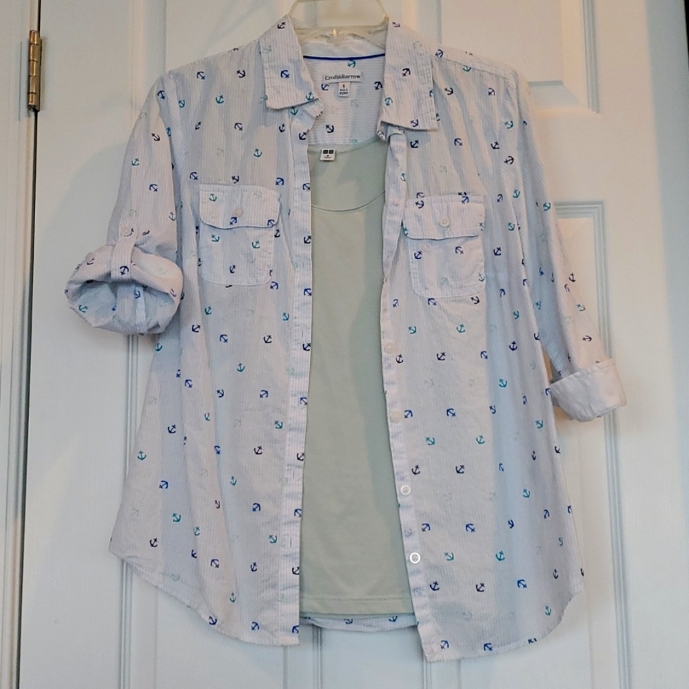 Croft & Barrow nautical button up with tank top
